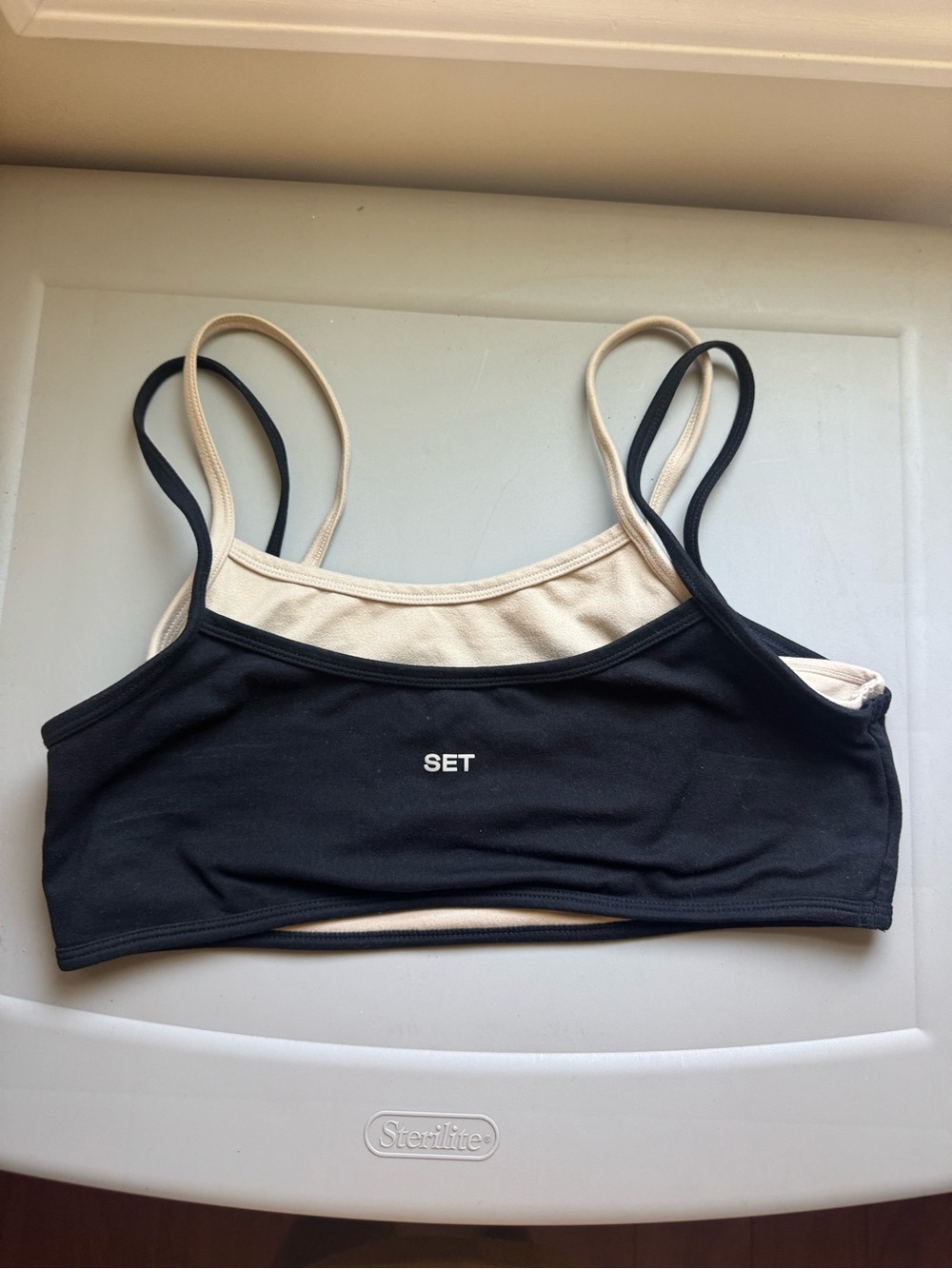SET Active Black and Beige double layer Bra